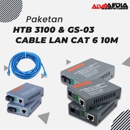 Converter Package fo to Lan HTB 3100, Gigabit HTB-GS-03 and Cable Lan Cat 6 10m