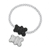 Vòng tay hạt bạc hình gấu đen trắng APM Monaco