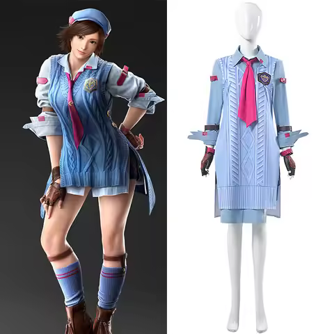 2025 New Game Tekken 8 Asuka Kazama Cosplay Women Blue Vest Shirt Pants Osaka Schoolgirl Suit Female