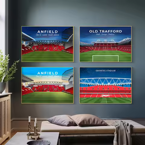 World Famous Sports Liverpool Anfield Stadium Poster Arsenal Stadium Old Trafford Stadium Wall Art P