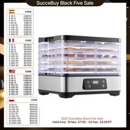 SucceBuy 5層食物脫水機 300W 不鏽鋼電動食物烘乾機，附數位可調定時器和溫度控制