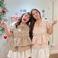 Pm Doll Sleeve Shirt Chest Size 48 Inches Cute 2-Layer Ruffles Soft Fabric With Floral Stripes