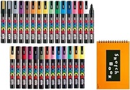 Posco Marker Sanetomo Posca Marker Acrylic Paint Pens Fine Point Tip width 1.8-2.5mm 29 colors PC-5M, For Rock Painting, Fabric, Glass Paint, Metal Paint Including Notebook