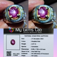Batu cincin 2.97ct natural pink star sapphire like ruby srilanka