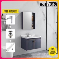 BATHKITC Bathroom Basin Cabinet Aluminium Basin Cabinet Wash Basin With Mirror Cabinet