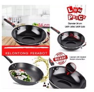 HITAM Furniture Grocery - [ 34cm Enamel BLACK CROOK Wok Pan Ear Wok 34cm Enamel Cauldron