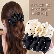 Bow Banana Hair Clips for Women Korean Fashion Beautiful Temperament Floral Polka Dots Bow Banana Po