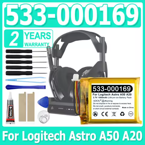 Replaces Upgraded 1000mAh 533-000191 533-000169 Battery For Logitech Astro A20 A50 Headset Batterie 