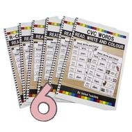 Phonics Read, Write & Colour Workbook Set (6 Books) CVC, CVCE, Blends & Digraphs Worksheets