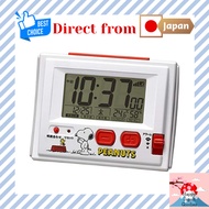 [Direct from Japan] RHYTHM Snoopy Alarm Clock Radio Controlled Clock with Temperature and Humidity Meter R126 White 108X81X46mm 8RZ126RH03