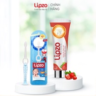 Bộ Đôi 1 Tuýp Kem Đánh Răng Trẻ Em Lipzo Vị Dâu Bảo Vệ Răng Sữa 75g An Toàn Nuốt Được Và 1 Bàn Chải