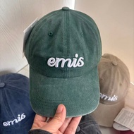 【COD】 เกาหลี Emis จดหมายถักร้อยหมวก หมวกเบสบอลกีฬา หัวใหญ่วงกลมหมวก duckbill