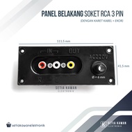 Panel Belakang Soket RCA 3 Pin + Karet Pelindung Kabel + Ekor / Panel Socket RCA 3 Lubang / Terminal RCA 3 Pin Input Plus Lubang AC Power