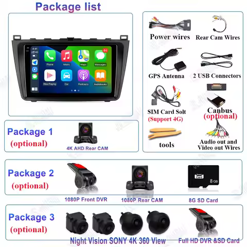 Android 15 Wireless CarPlay Auto Car Radio For Mazda 6 GH 2007 - 2012 Multimedia Video Player 4G WIF