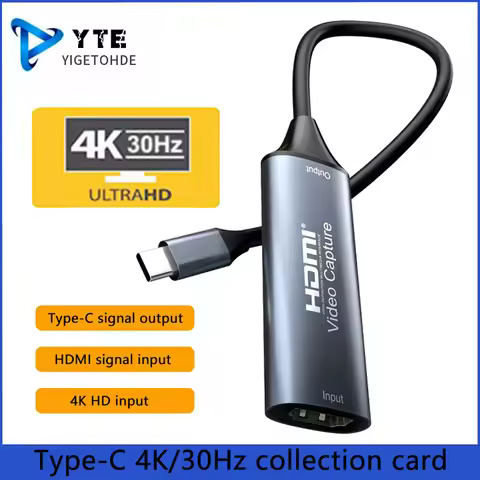 YIGETOHDE Type-C 2.0 Video Capture Card HDMI-compatible 4K 30Hz Game Grabber Record for Switch Xbox 