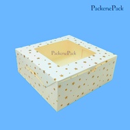 Ivory Cake Box Motif 28x28x12cm Polka Dot Motif Gold Star Ivory Premium Window 28 x 28 x 12 (10 Pcs)