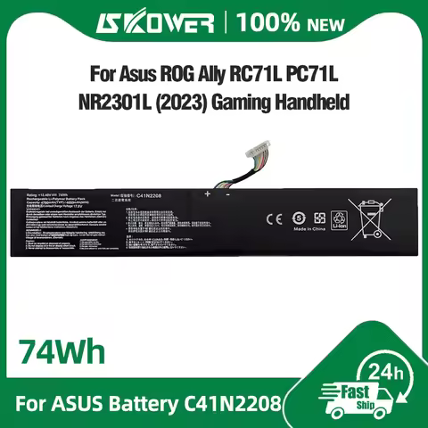 SKOWER DIY Upgrade 74Wh High Capacity C41N2208 Battery for ASUS ROG Ally RC71L PC71L NR2301L (2023) 