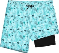 Hot 7 Inch Mens Swim Trunks With Compression Liner 2-In-1 Swimming Shorts Stretch Dry Fit Board Shor