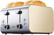 TYJKL Toaster 4 Slice,Retro Stainless Steel Extra Wide Slots Toaster with Bagel, Defrost, Cancel Function
