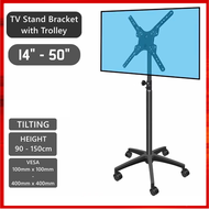 Portable Mobile TV Trolley Stand Rack Movable Adjustable LCD LED Monitor Bracket 14 - 50 inch 19/21/22/24/28/29/32/39/40/43/49/50 TV Cart Mobile Stand Trolley rack