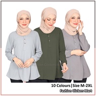 FC Mart - Nursing Friendly Blouse / Blouse Muslimah Butang / Women Button Long Sleeve Top / Baju Blause Wanita BF Murah