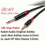 Ashley Plus Audio Cable Ashley Akai Mono 6.5mm Jack To HP Jack (Mini Stereo 3.5mm) Original 50 CM - 