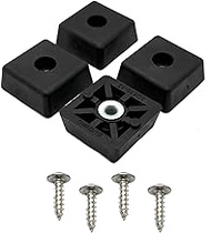 4 Large Square Rubber Feet Foot Bumpers w/Stainless Screws - .590 H X 1.500 W - Made in USA - Heavy