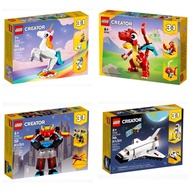 Lego Creator 3in1 31140 Unicorn , 31145 Red Dragon , 31124 Robot , 31134 Space