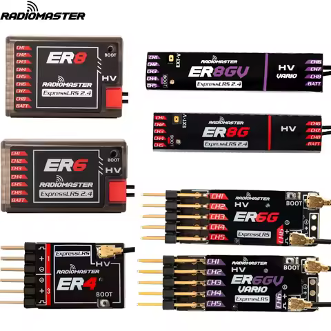 Radiomaster PWM Receiver ER6 ER6G ER6GV 2.4G 6CH/ER8 ER8G ER8GV 8CH CRSF ExpressLRS 2.4Ghz 100mw for