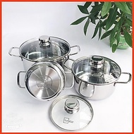 Nồi Inox 430 Fivestar Standard 3 Đáy Nắp Kính- Nồi Luộc Gà Cao Cấp Đủ Các Kích Thước( 16/18/20/24/26