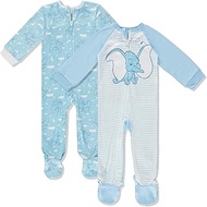 Disney Baby Onesies 2 Pack Zip-Up Sleeper - Winnie The Pooh, Monsters Inc, Dumbo, Bambi - Newborn Gi