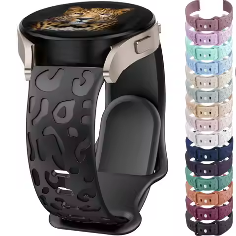 20mm Leopard Silicone Strap Engraved Band For Samsung Galaxy Watch Active 2 40mm 44mm/ Watch4 Watch5