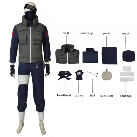 Men's High-Quality Popular Anime Hatake Kakashi Role-Playing Costume Kakashi Set Custom Halloween Co
