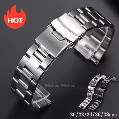 Premium Stainless Steel Watch Strap 20mm 22mm 24mm 26mm 28mm for Seiko for Rolex Solid Bracelet Doub