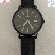 J.Bovier B26-7360L-DDRS Black Leather Strap Ladies Watch