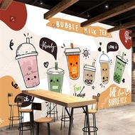 Custom 3d Bubble Milk Tea Cup Design Wall Paper Pearl Milk Tea Bubble Tea Wallpaper Drink Milk Tea S
