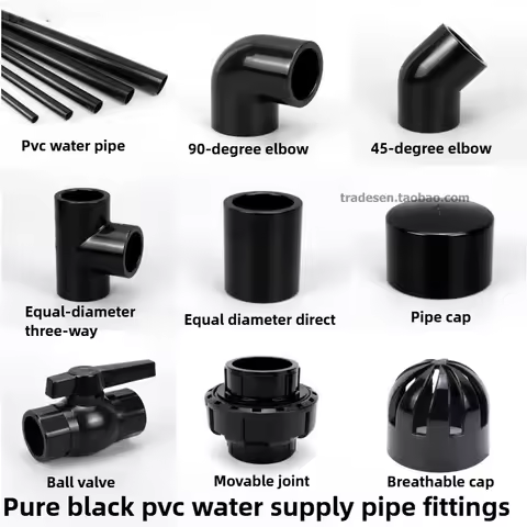 Pure Black UPVC Plastic Water Pipe Fittings