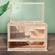 High Quality Hamster Cage big large 60cm Solid Wood Nest sangkar hamster Climbing Frame Wooden Chinchilla Squirrel Toy DIY Acrylic wooden house murah breathable villa  FJ