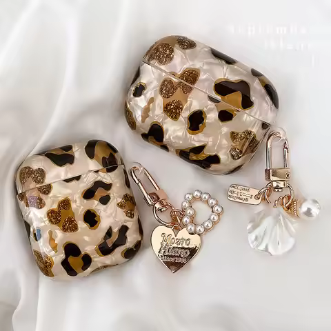 For Airpods Pro 2 Pearl Earphone CasesLeopard Pendant Headphone Protective Cover for Apple Airpod 3 
