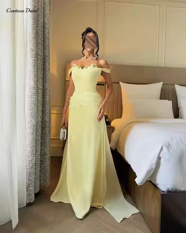 Contessa Customized Off Shoulder Sweetheart Sheath Evening Dress Elegant robes de soirée Ruched Wais