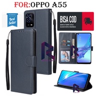 NEW OPPO A55 CASE FLIP WALLET LEATHER PREMIUM LEATHER OPEN-CLOSE FLIP CASE OPPO A55