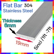 (Thk6mm) 19mm Flat bar SS304 (5",1ft-7ft)
