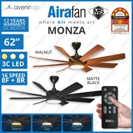 [SIRIM] AIRAFAN MONZA 62" 62inch 8 Blades Designer DC Ceiling Fan Kipas 风扇 with LED 16 Speed 8F+8R R