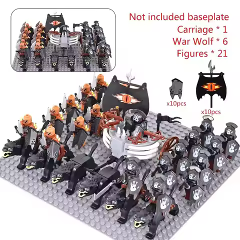 MOC Medieval lotr Figures Black Wolves, Mounted Chariots Legion Lotte Action Dolls Brick Dolls Assem