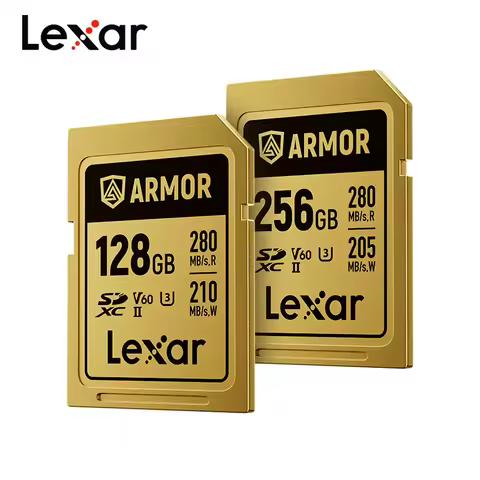 Original Lexar ARMOR GOLD SDXC UHS-II V60 Up to 280MB/s Stainless Steel 128GB 256GB Memory Card for 