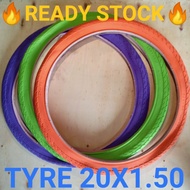 TAYAR BASIKAL 20X1.50 20X1 3/8 ORANGE/GREEN/PURPLE