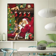 Christmas Gift And Santa Claus Figure Canvas Paintings Modern Abstract Nordic Posters And Prints Liv