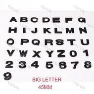 YY 1 x 45mm Matt Black Metal 3D DIY Alphabet Letter Number Emblem Motor Car Emblem Sticker