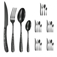 4pcs/16pcs/24pcs Stainless Steel Cutlery Set, Unique Star Embellished Handles, Includes Knife, Fork,