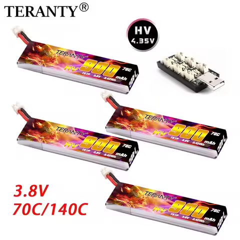 TREANTY 1S 4.35V HV Lipo Battery3.8V 900mAh 70C/140C With Charger For Emax Tinyhawk King Kong Ldarc